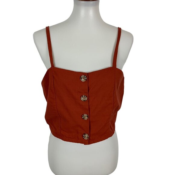 Purple Snow Brown Crop Top XL Button Front Y2K Retro Cottagecore Fall - Picture 2 of 6